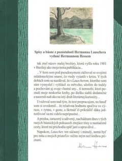 obálka: Spisy a básne z pozostalosti Hermanna Lauschera