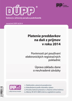 obálka: DUPP 8/2014 Platenie preddavkov na daň z príjmov fyzickej osoby v roku 2014