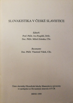 obálka: Slovakistika v České slavistice