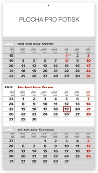 obálka: Štandard šedý 3mesačný so slovenskými menami - nástenný kalendár 2015