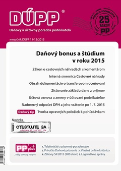 obálka: DUPP 11-12/2015 Daňový bonus a štúdium v roku 2015