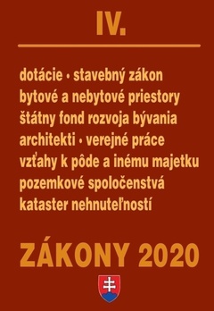 obálka: Zákony 2020 IV - Stavebné zákony a predpisy - úplné znenie k 1.1.2020