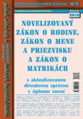 obálka: ZÁKON O RODINE MENE A PRIEZVISKU 2013