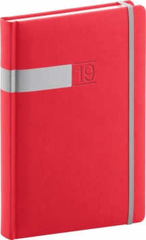 obálka: Denní diář Twill 2019, červený, 15 x 21