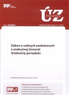 obálka: UZZ 16/2014 Zákon o súdnych exekútoroch a exekučnej činnosti