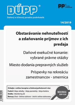 obálka: DUPP 14/2019 Obstarávanie nehnuteľností a zdaňovanie príjmov z ich predaja